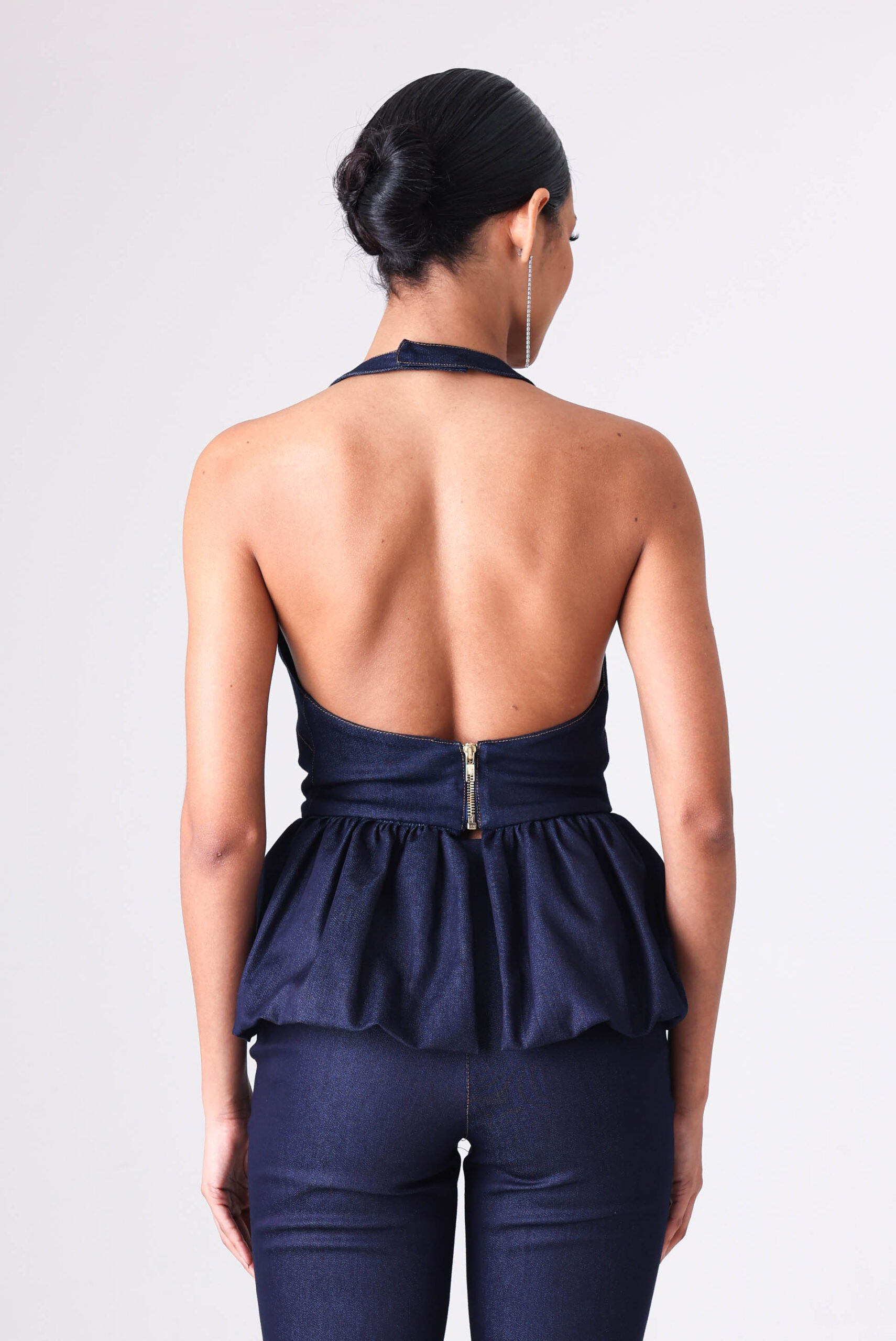 Denim V-Neck Top