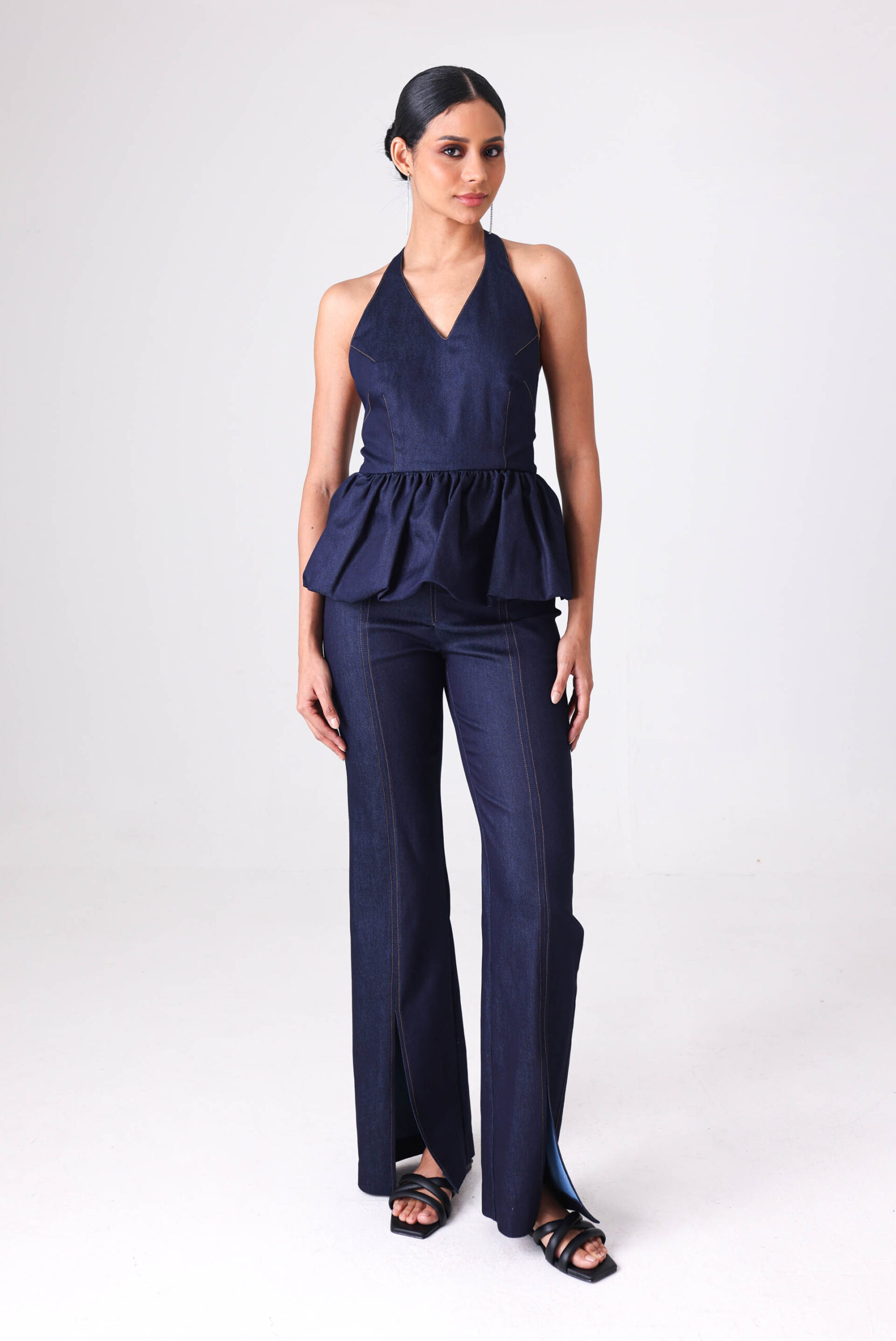 Denim V-Neck Top